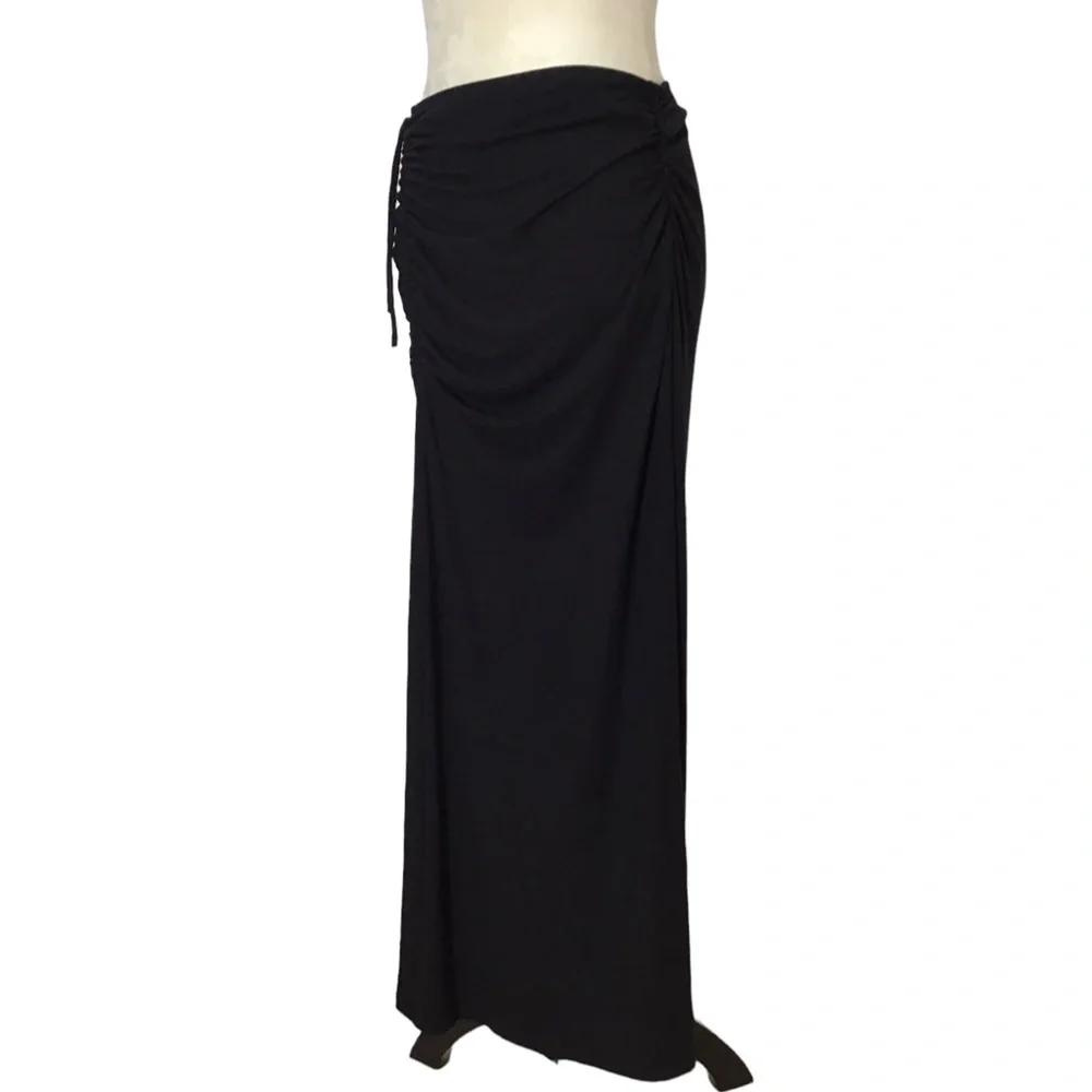 Revolve X House Of Harlow Black Ruched Maxi Skirt Size Large
